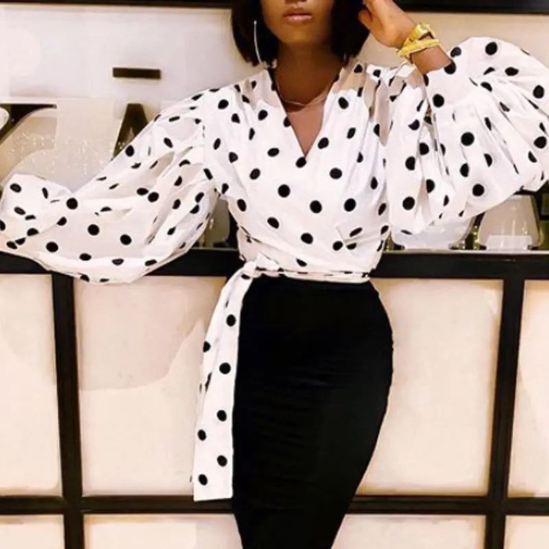 Women Shirts Floral Black Office Quatily Clothes Collar Neck null