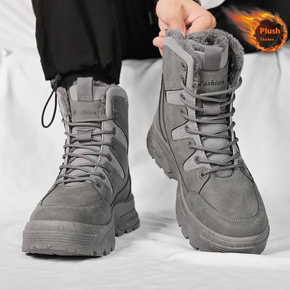 Fur Integrated Fleece-lined Warm High Cotton-padded Shoes Men null