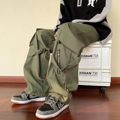 Loose Straight Cargo Pants Men null