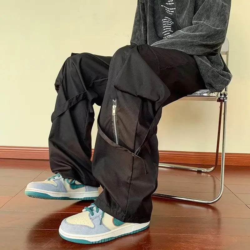 Loose Straight Cargo Pants Men null