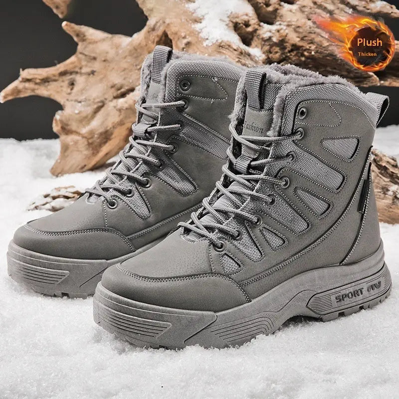 Fur Integrated Fleece-lined Warm High Cotton-padded Shoes Men null