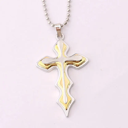 Fashion Necklace Men Creative Three-tiered Blue and Black Cross Pendant 50cm Beads Chain Necklace Jewelry Gifts for Men null