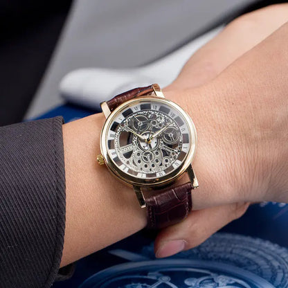 Energy-saving with hollow non mechanical watch retro Rome belt table for male and female couple watches null
