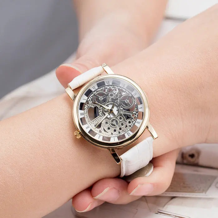 Energy-saving with hollow non mechanical watch retro Rome belt table for male and female couple watches null