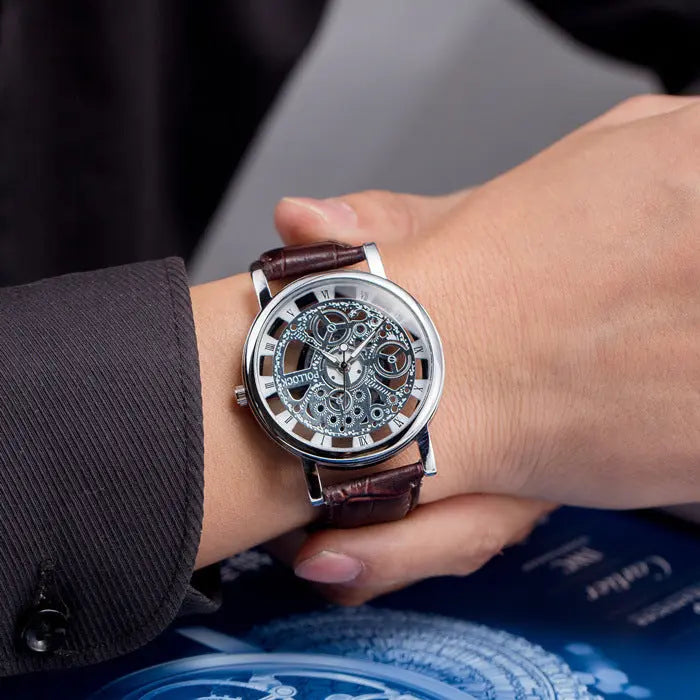Energy-saving with hollow non mechanical watch retro Rome belt table for male and female couple watches null