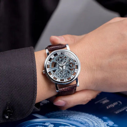 Energy-saving with hollow non mechanical watch retro Rome belt table for male and female couple watches null