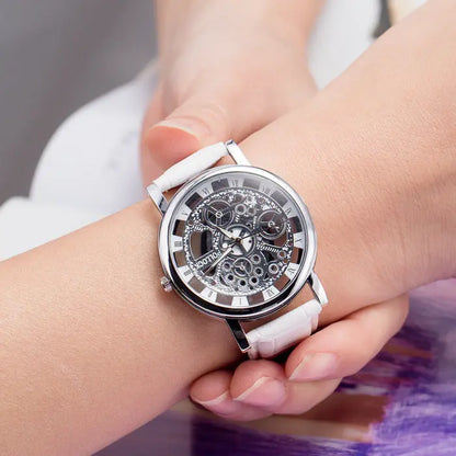 Energy-saving with hollow non mechanical watch retro Rome belt table for male and female couple watches null