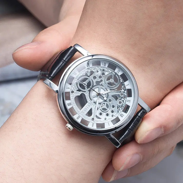 Energy-saving with hollow non mechanical watch retro Rome belt table for male and female couple watches null
