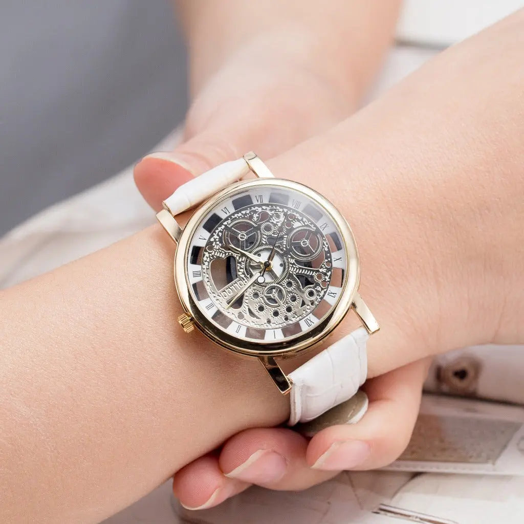 Energy-saving with hollow non mechanical watch retro Rome belt table for male and female couple watches null