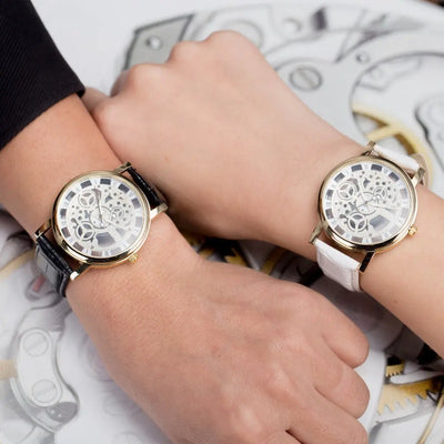Energy-saving with hollow non mechanical watch retro Rome belt table for male and female couple watches null