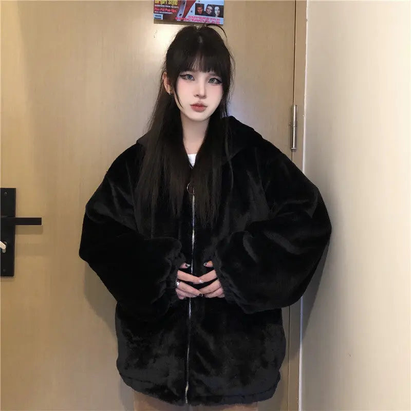 Thickened Ears Furry Coat Cotton Clothes Women's Clothes null