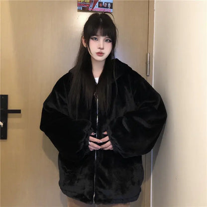 Thickened Ears Furry Coat Cotton Clothes Women's Clothes null