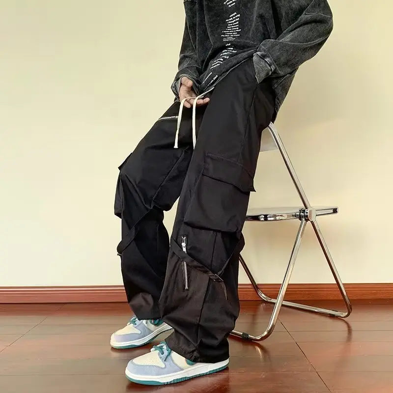 Loose Straight Cargo Pants Men null