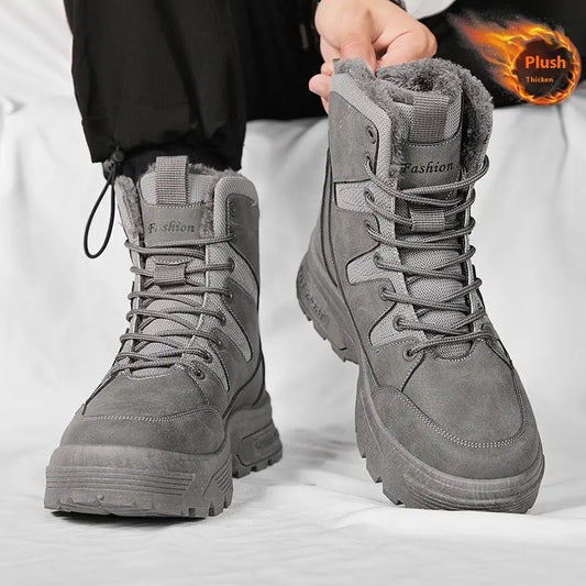 Fur Integrated Fleece-lined Warm High Cotton-padded Shoes Men null
