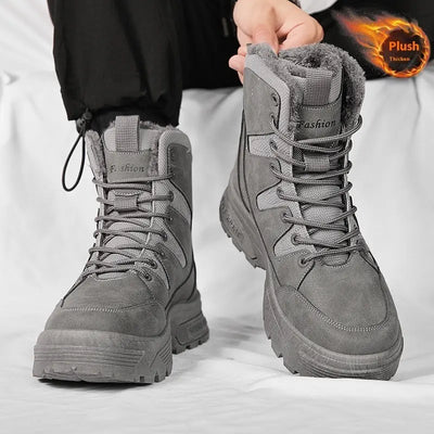 Fur Integrated Fleece-lined Warm High Cotton-padded Shoes Men null