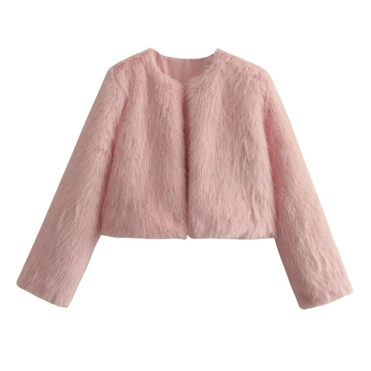 Polyester Imitation Fur Women's Short Cardigan Coat null