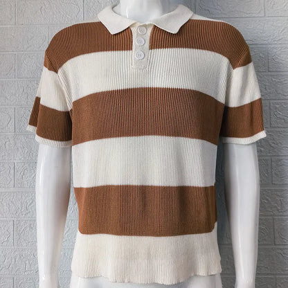 Mens Clothing Summer Fashion Lapel Sweater Short Sleeve Men Clothing Men Wears null