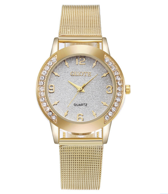 Watch female gold mesh belt