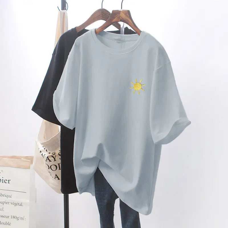 Design Sense Niche Clothes Chic White Loose Short-sleeved T-shirt For Women null