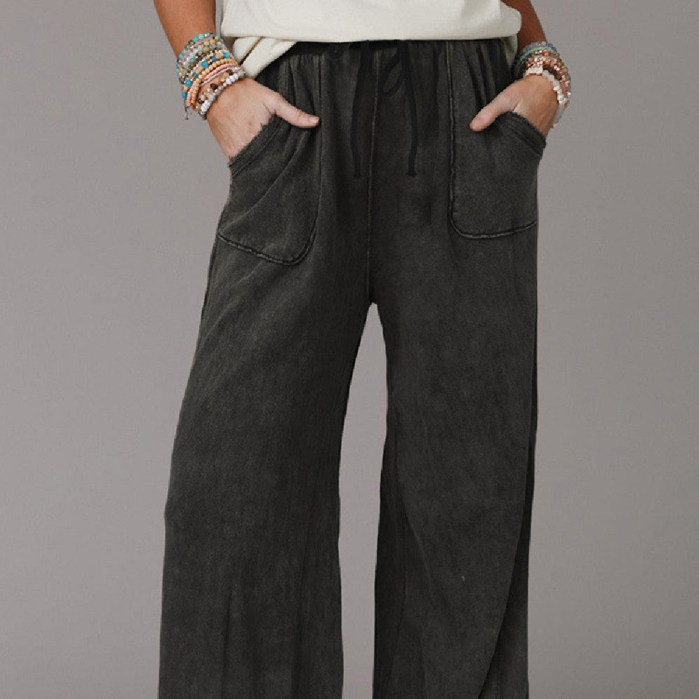 New Washed Drawstring Casual Pants For Women