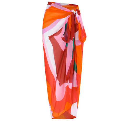 Black And White Printing Color Contrast Shoulder Belt Jumpsuit Sunscreen Gauze Skirt null