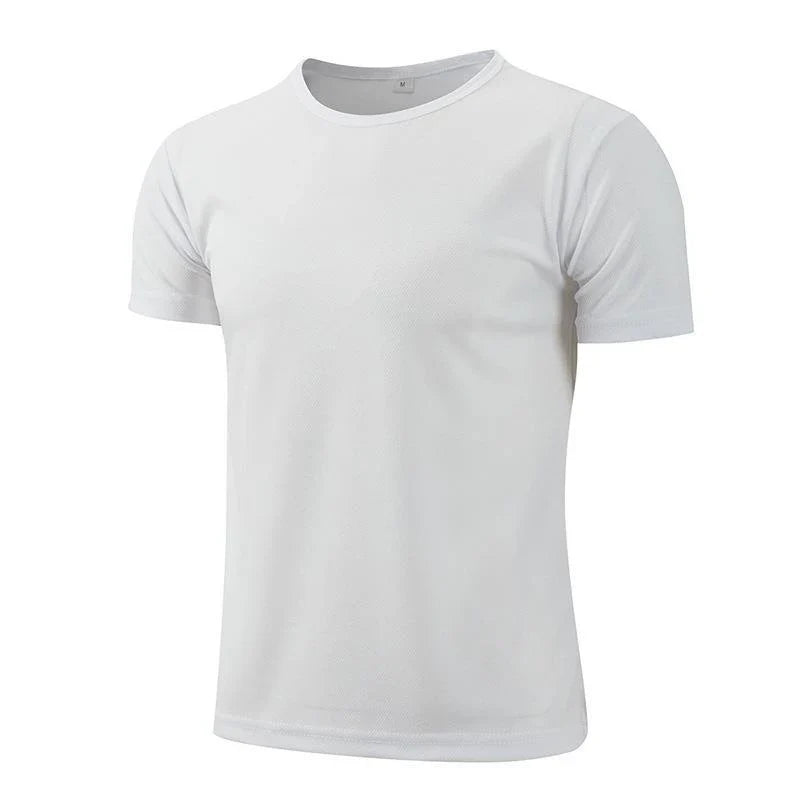 Summer T Shirts For Men Casual White T-Shirts Man Short Sleeve Top Breathable Tees Quick Dry Gym Shirt Soccer Jersey Male Clothes !