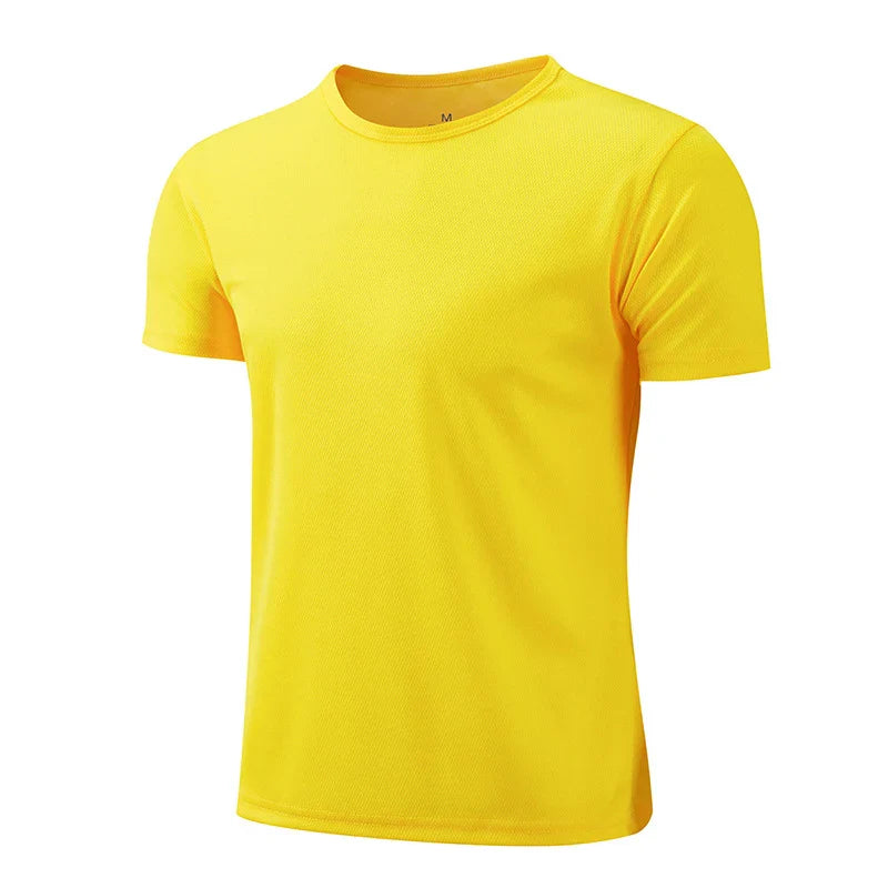 Summer T Shirts For Men Casual White T-Shirts Man Short Sleeve Top Breathable Tees Quick Dry Gym Shirt Soccer Jersey Male Clothes !