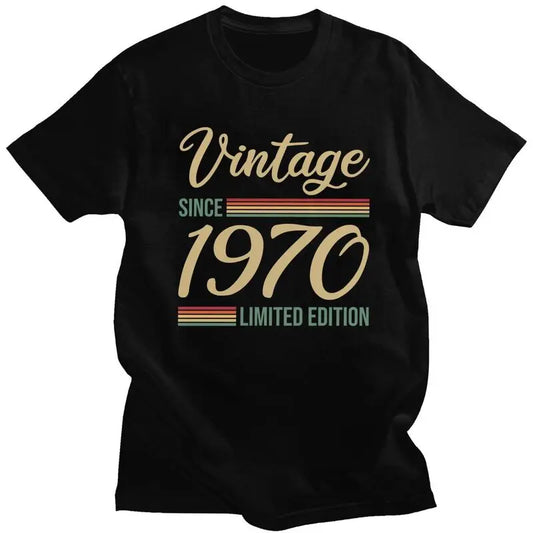 Men's Vintage Since 1970 Limited Edition T Shirts Short-Sleeve Cotton Tshirts Stylish T-shirt Leisure Tees Oversized Clothes !