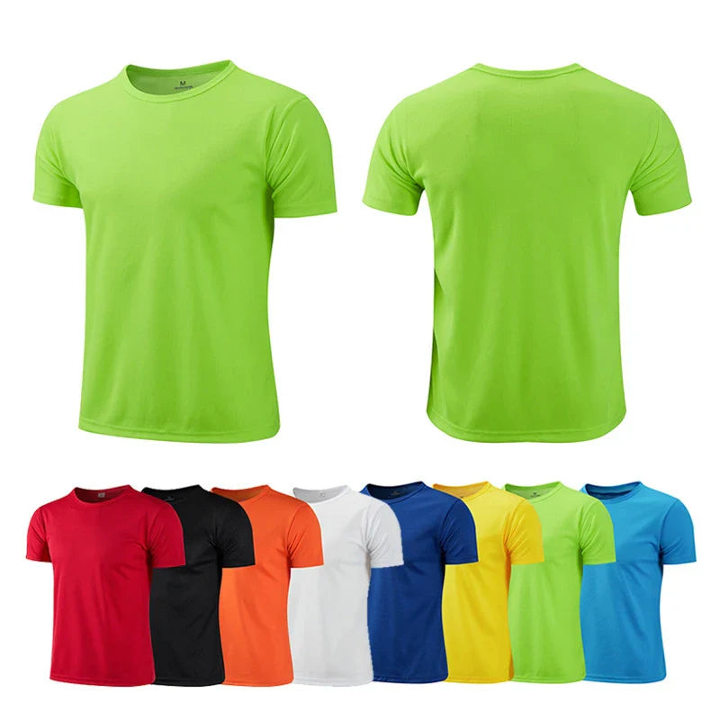 Summer T Shirts For Men Casual White T-Shirts Man Short Sleeve Top Breathable Tees Quick Dry Gym Shirt Soccer Jersey Male Clothes !