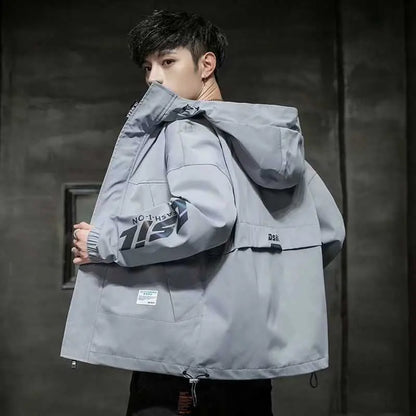 Korean Men'S Spring And Autumn Clothes Hooded Thin Windbreaker Denim Jacket Men null