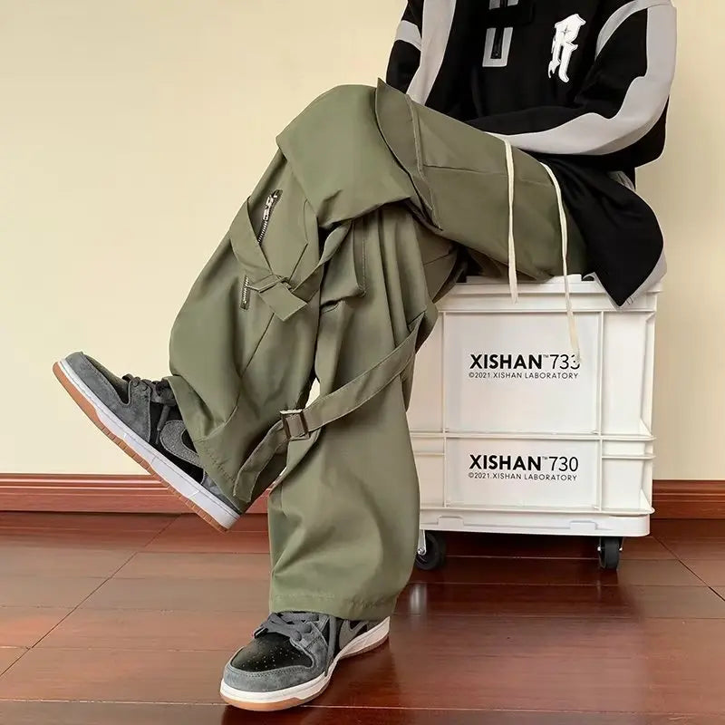 Loose Straight Cargo Pants Men null