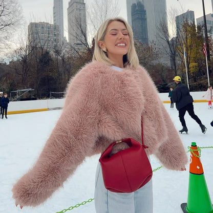 Polyester Imitation Fur Women's Short Cardigan Coat null