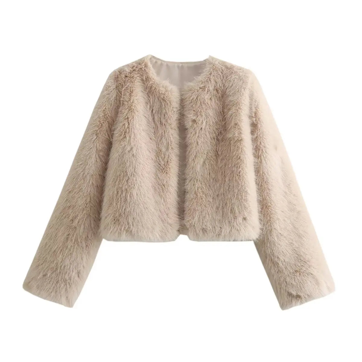 Polyester Imitation Fur Women's Short Cardigan Coat null