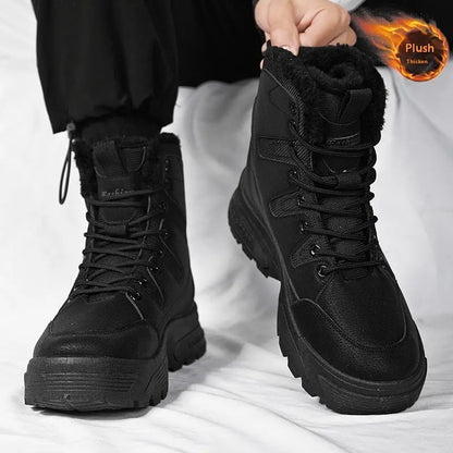 Fur Integrated Fleece-lined Warm High Cotton-padded Shoes Men null