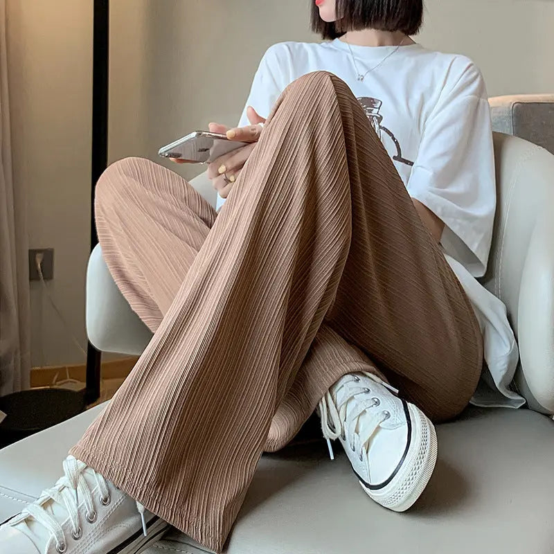 Loose Straight Casual Ice Silk Wide-leg Pants Women null